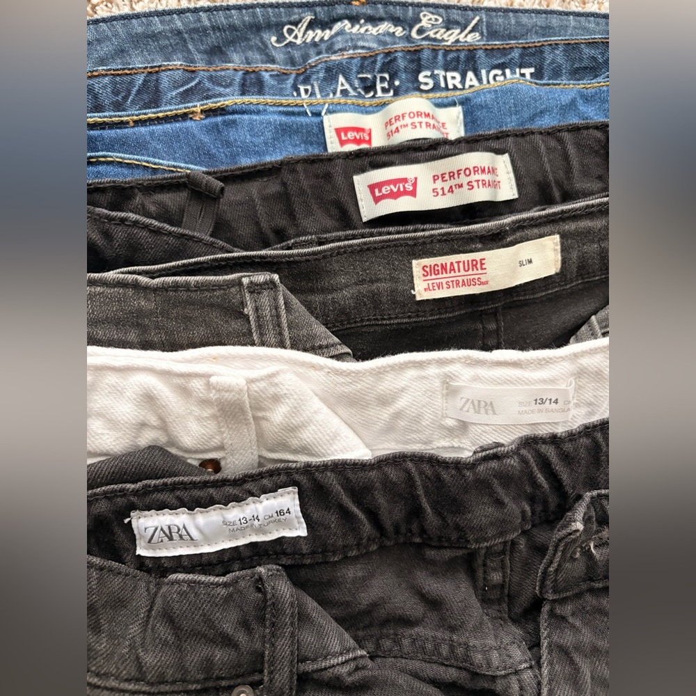 Boys Jeans Bundle Size 14/16 Zara Levi’s American Eagle Denim Lot